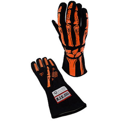 Gants squelette orange double couche T-XL