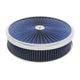 Filtre à air Super Flow 14" X 3" chromé/bleu