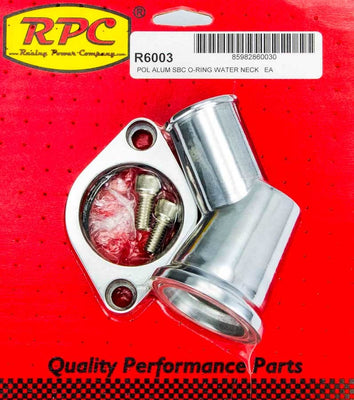 Collier d'eau poli en aluminium à 45 degrés pour V8 Chevy 66-75
