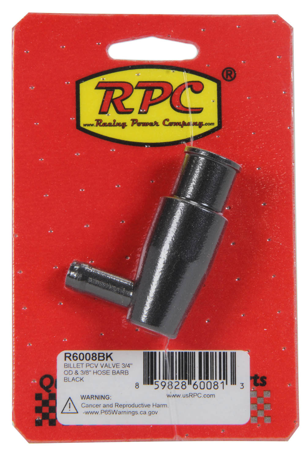Clapet PCV billette 3/4po OD 3/8po Raccord cannelé noir