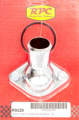 55-64 Chevy V8 Acier Collet d'eau chromé 45 degrés