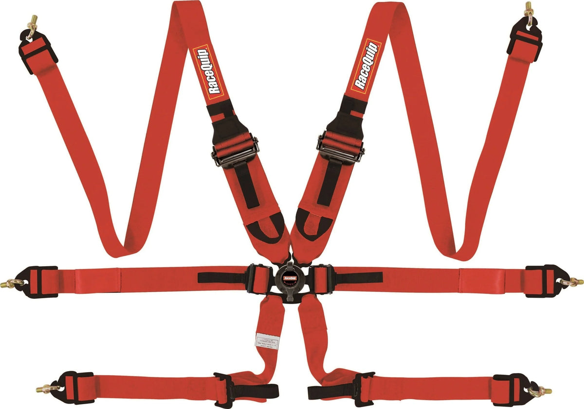 Harnais 6 pts à boucle rotative P/D HNR rouge FIA
