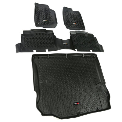 Kit de tapis de sol noirs pour Jeep Wrangler 4 portes 11-18