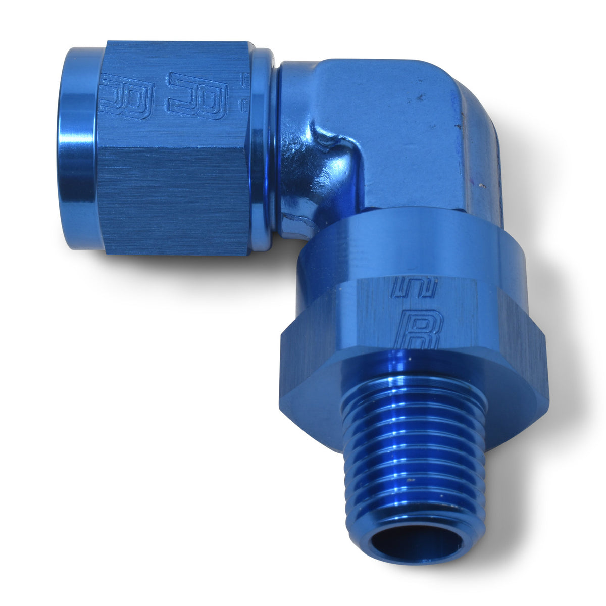 6AN 3/8NPT 90 degrés pivotant bleu