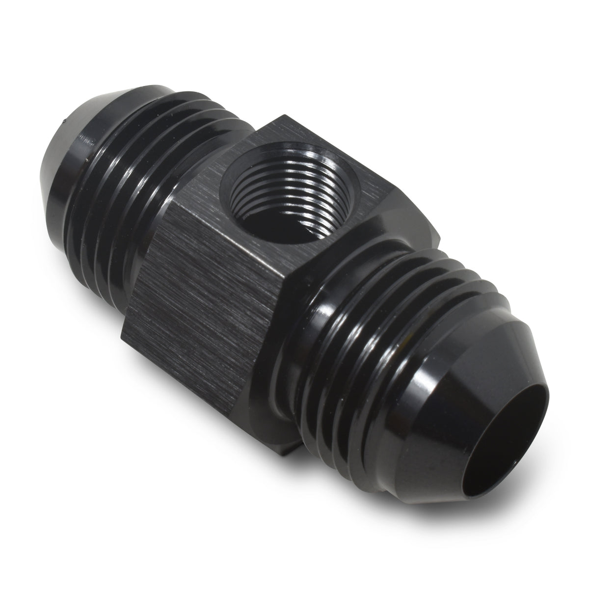 Raccord Mâle-Mâle évasé 8AN avec port de jauge 1/8", Noir