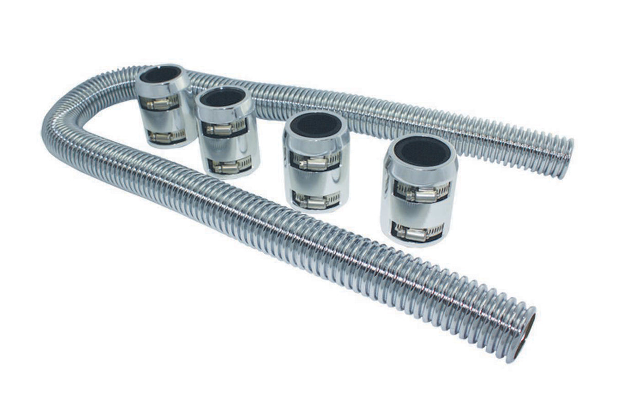 Kit de tuyaux de radiateur 122 cm avec bouchon en aluminium poli