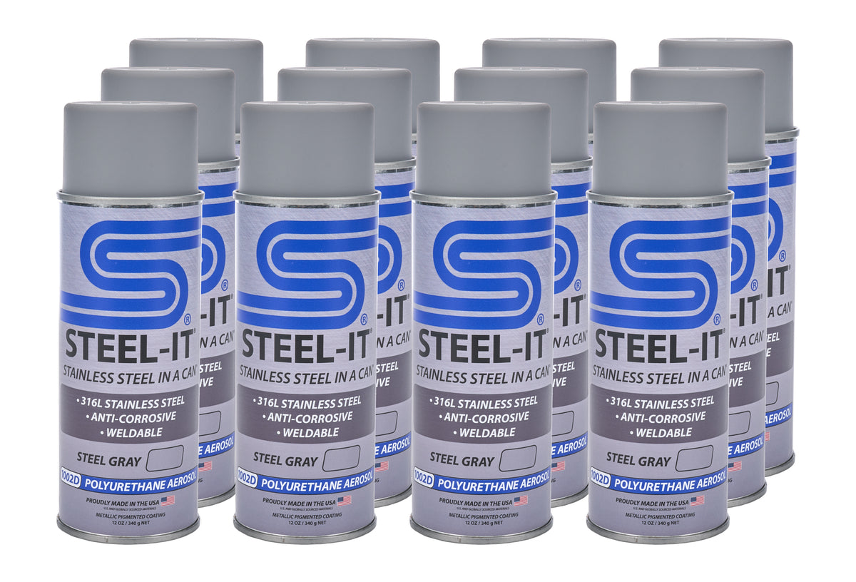 Mallette en polyuréthane gris acier 12 x 12 oz, bombe aérosol