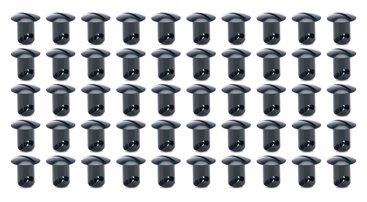 Boutons à tête ovale .450 de long noirs, paquet de 50