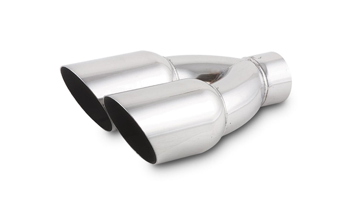 Dual 3.5in Round Stainle ss Steel Tips Single Wal