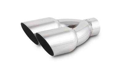 Dual 3.5in Round Stainle ss Steel Tips Single Wal